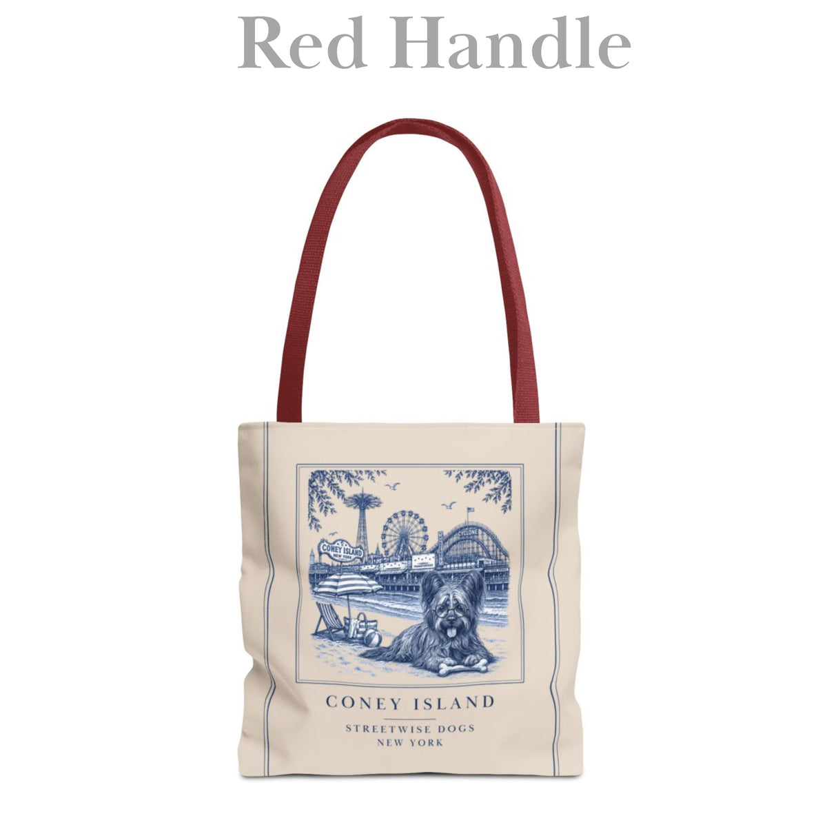 Coney Island New York Skye Terrier: Durable Tote Bag