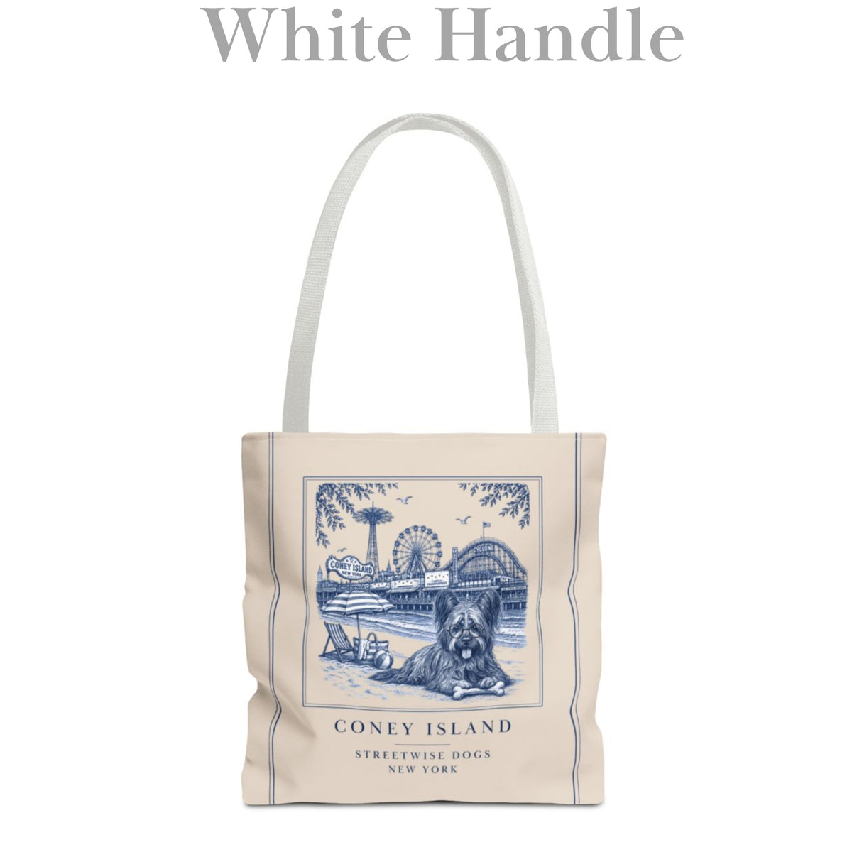 Coney Island New York Skye Terrier: Durable Tote Bag