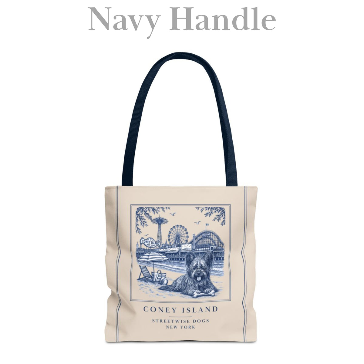 Coney Island New York Skye Terrier: Durable Tote Bag