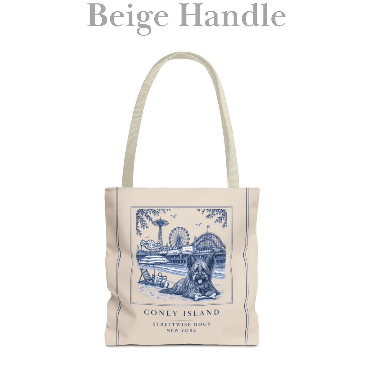 Coney Island New York Skye Terrier: Durable Tote Bag