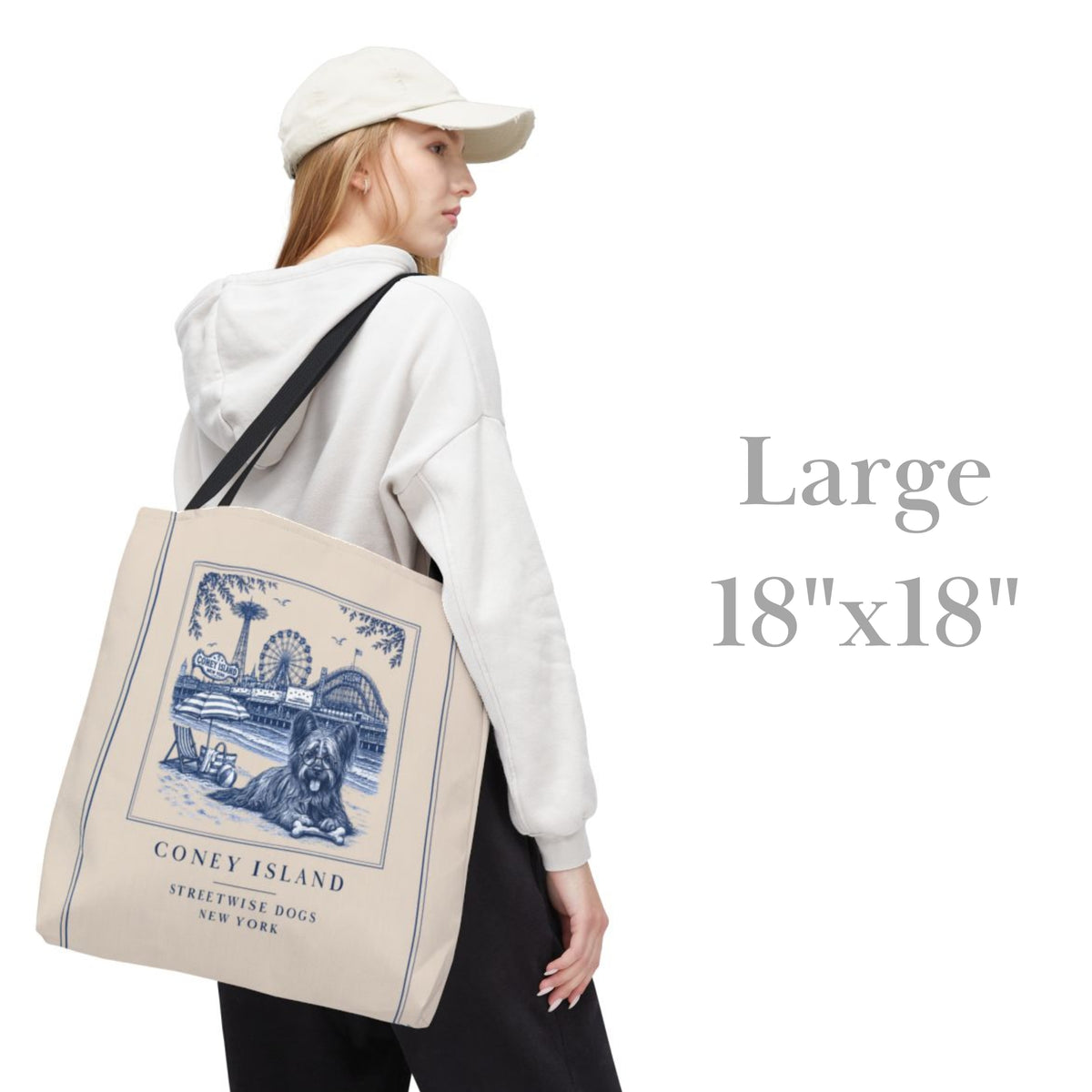Coney Island New York Skye Terrier: Durable Tote Bag