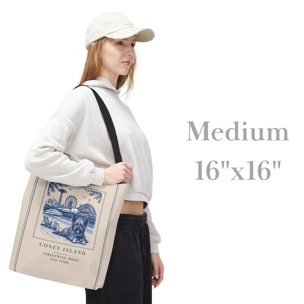 Coney Island New York Skye Terrier: Durable Tote Bag