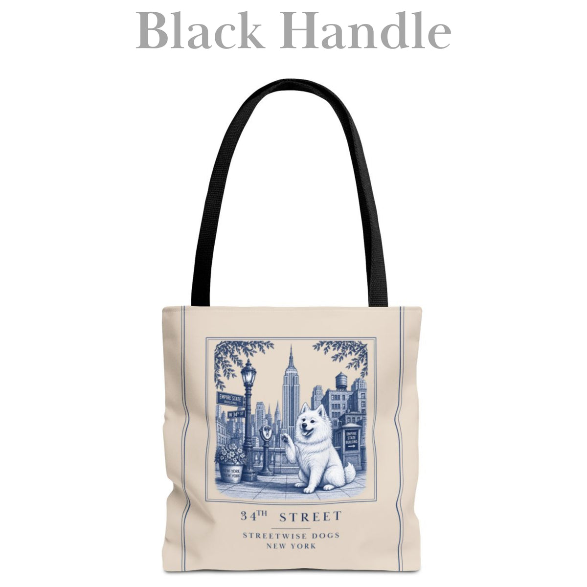 34th Street New York American Eskimo Dog: Durable Tote Bag