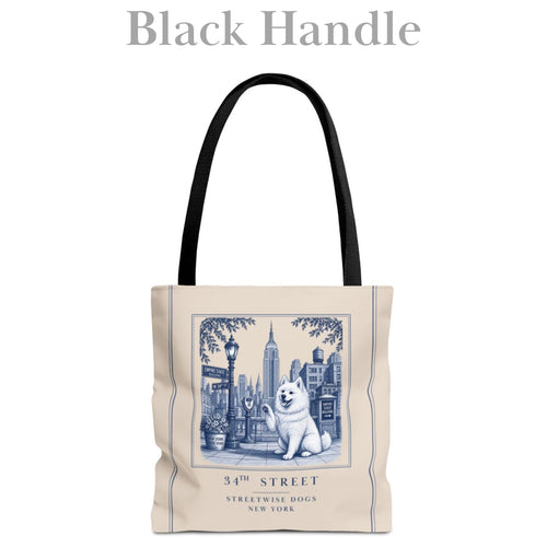 34th Street New York American Eskimo Dog: Durable Tote Bag