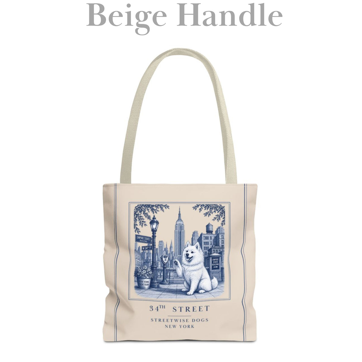 34th Street New York American Eskimo Dog: Durable Tote Bag