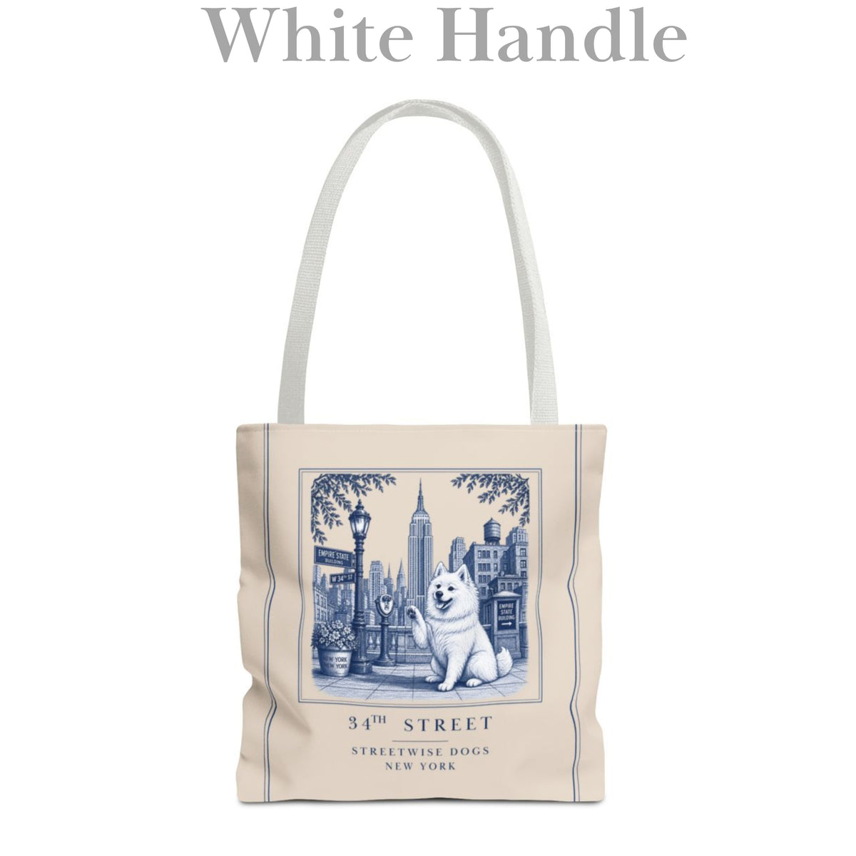 34th Street New York American Eskimo Dog: Durable Tote Bag