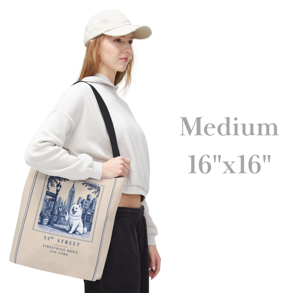 34th Street New York American Eskimo Dog: Durable Tote Bag