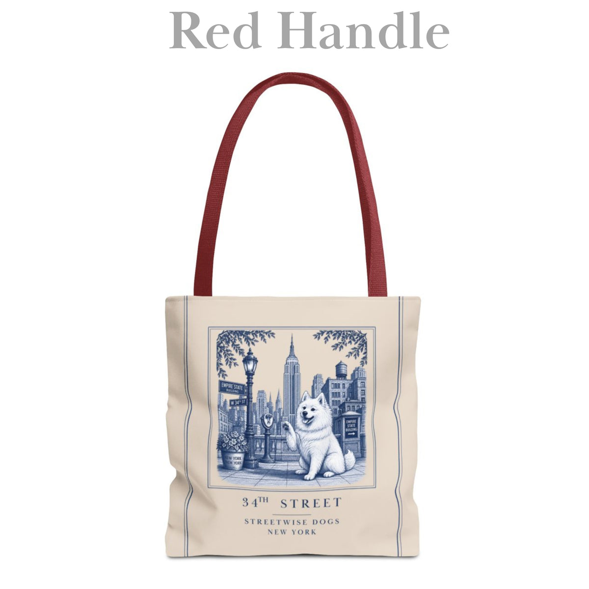 34th Street New York American Eskimo Dog: Durable Tote Bag