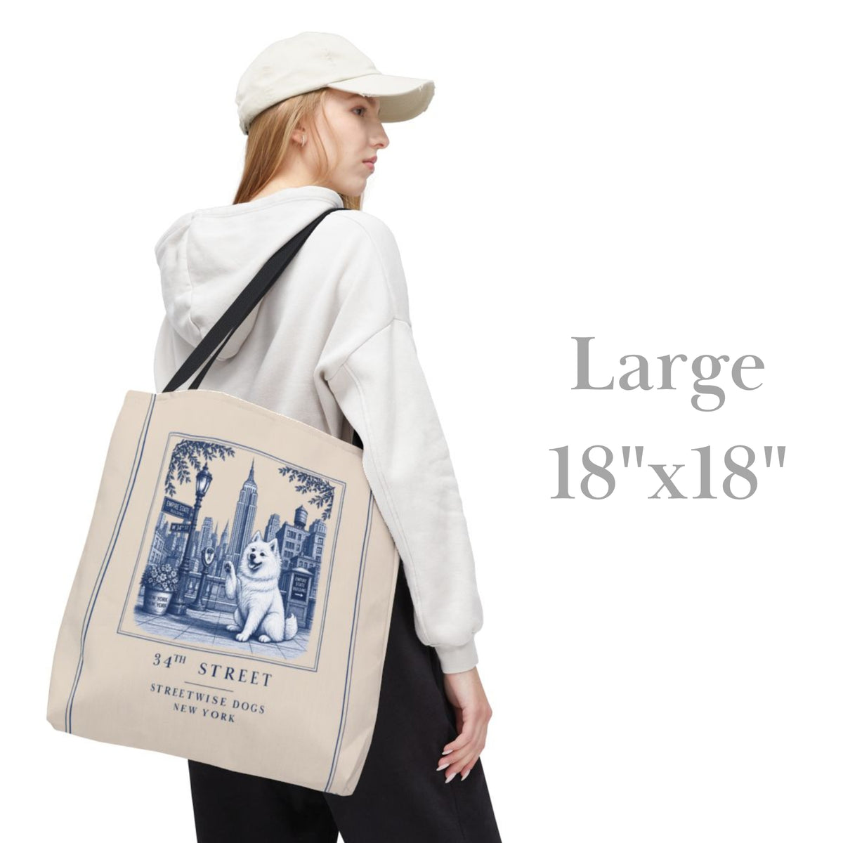 34th Street New York American Eskimo Dog: Durable Tote Bag