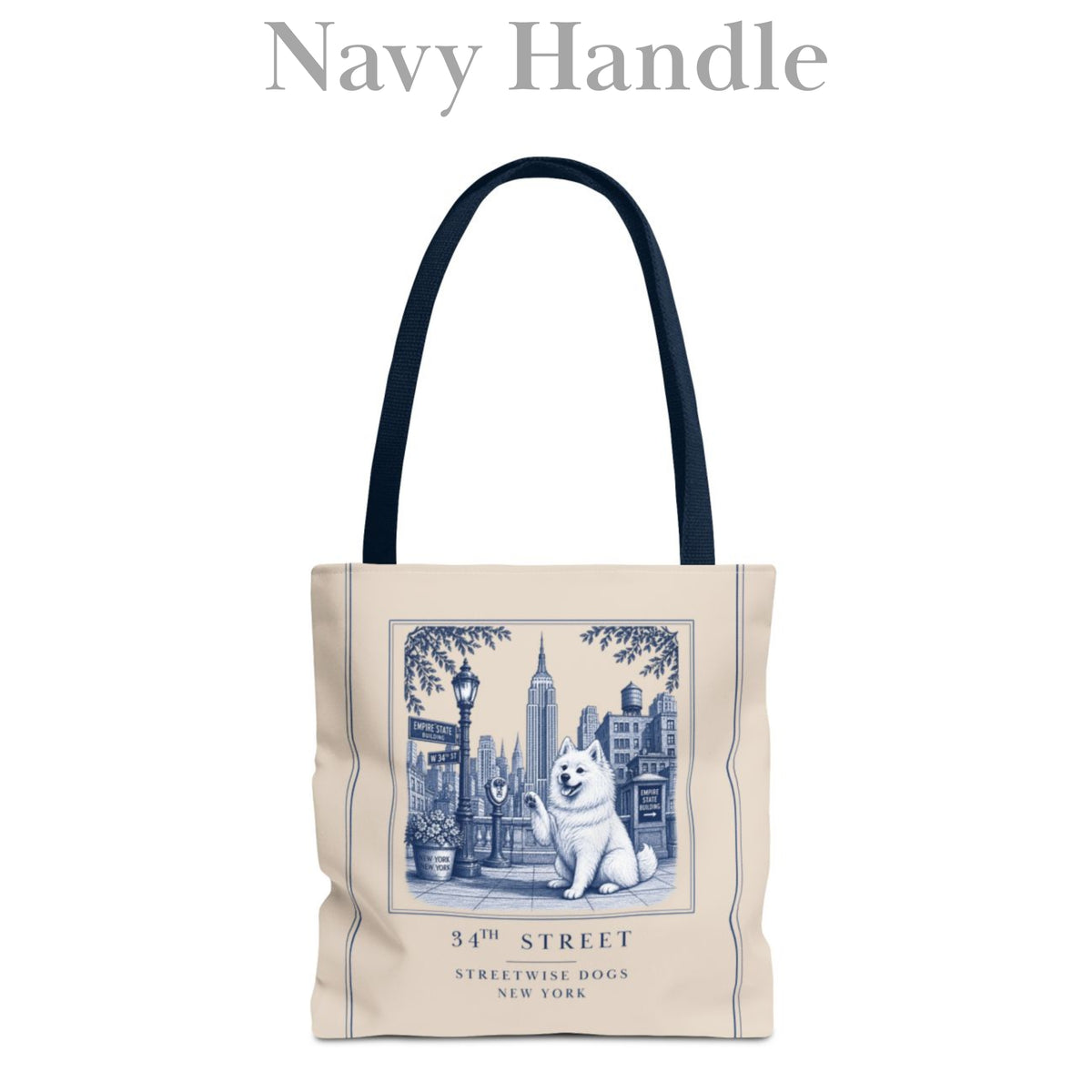 34th Street New York American Eskimo Dog: Durable Tote Bag