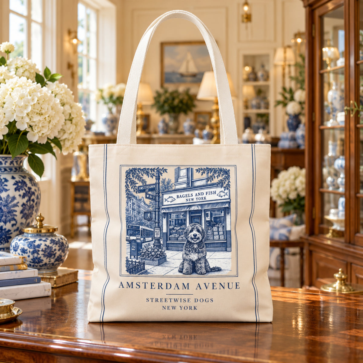 Amsterdam Avenue New York Labradoodle: Durable Tote Bag