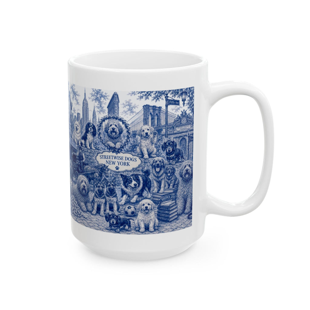 Blue Toile New York City Dogs Mug