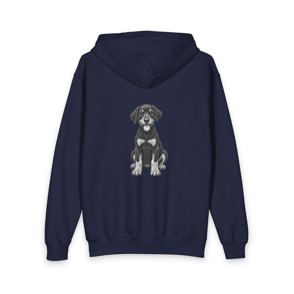 Doberman, Youth Heavy Blend Zipped Unisex Hoodie