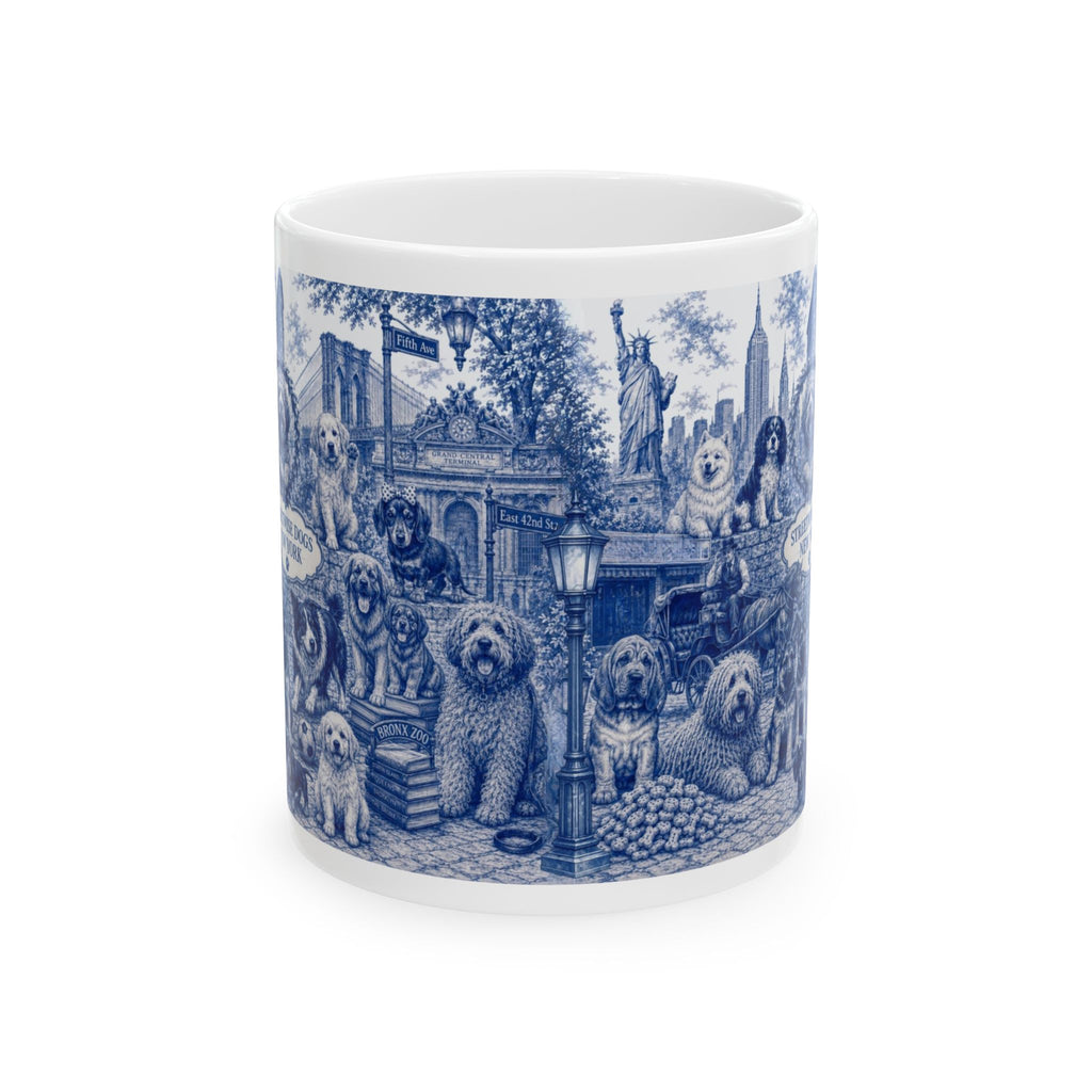 Blue Toile New York City Dogs Mug
