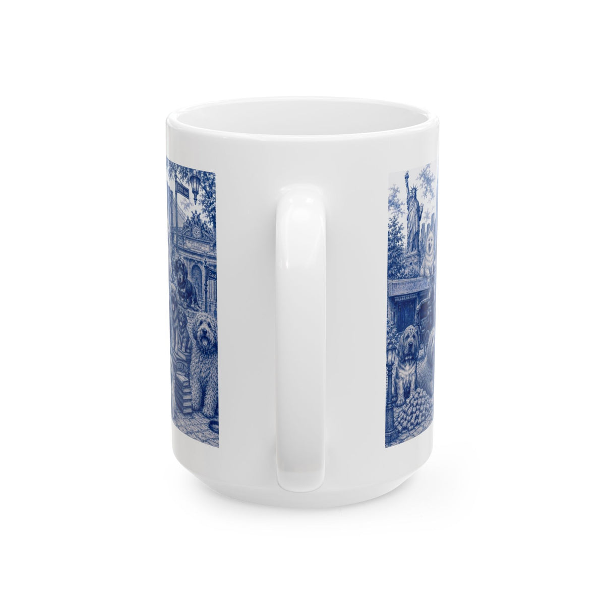 Blue Toile New York City Dogs Mug
